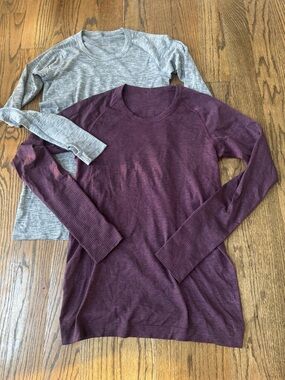 Lululemon Swiftly Tech Long Sleeve Top Bundle Size 8 Gray Burgundy